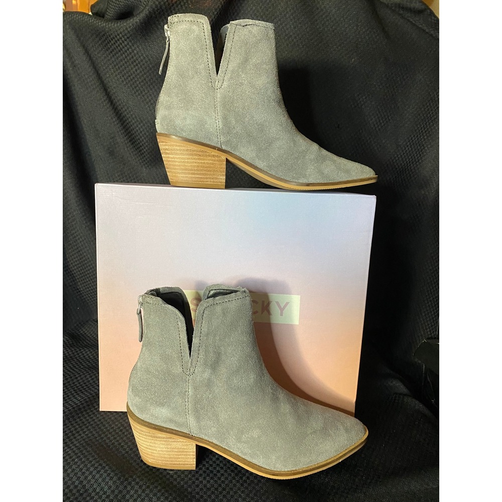 Lisa Vicky Noblex-V Stone Split Suede Ankle Boots Grey Pointed Toe Size 8.5 NEW - Picture 5 of 11